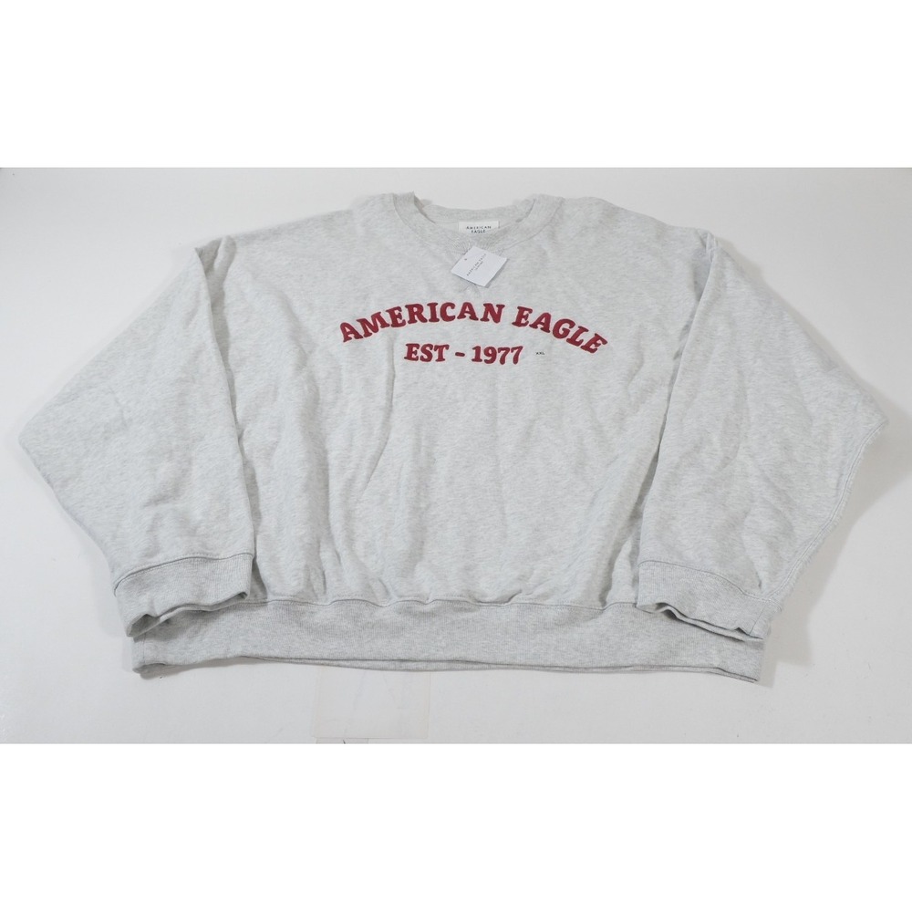 American Eagle Sweatshirt Mens XXL Gray Est 1977 Graphic Pullover Crewneck